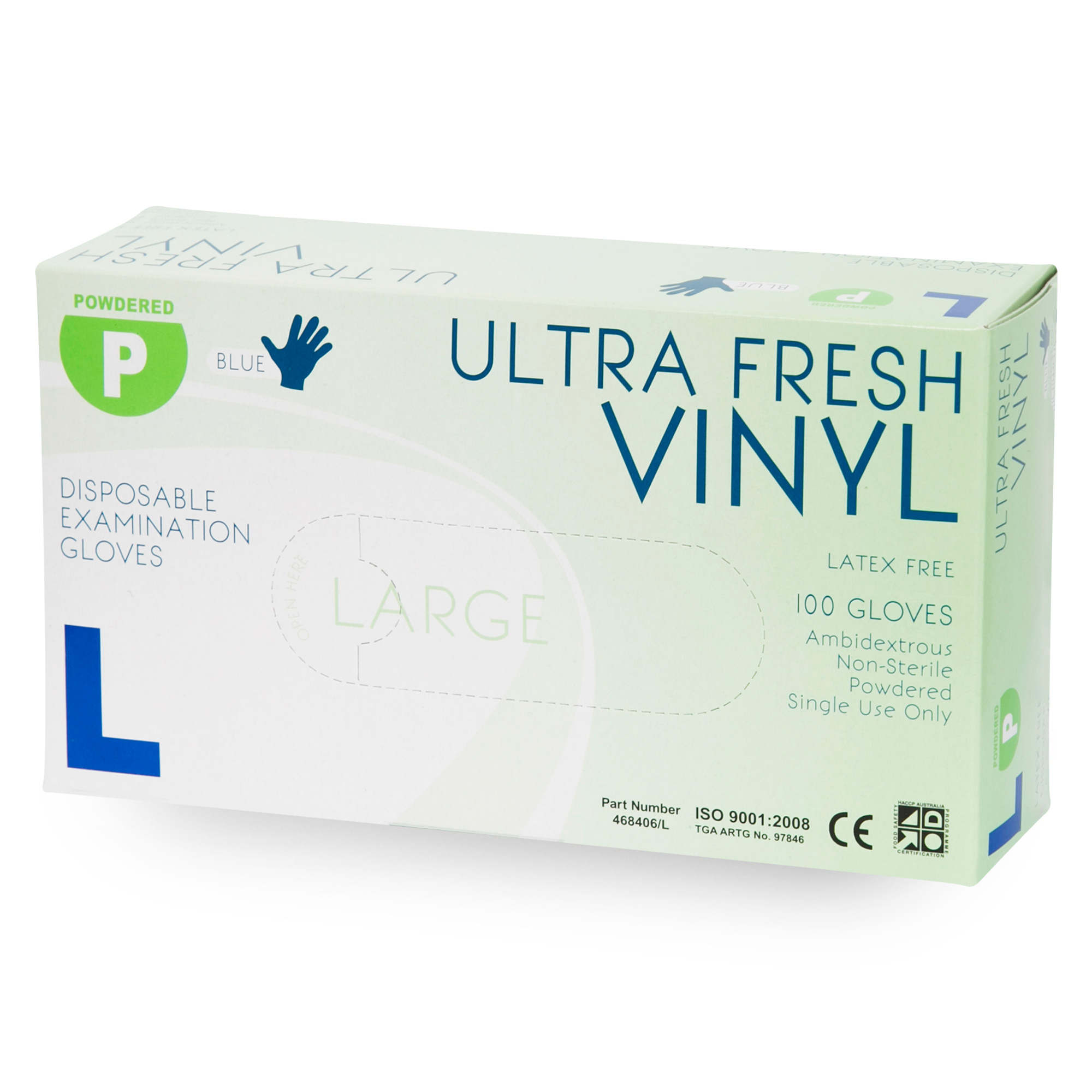 UltraFresh Blue Vinyl Powderfree Gloves