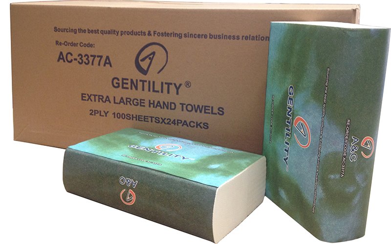 Gentility Extra Large Paper Towels Hand Towels 2 Ply 100 Sheets 24 Packs