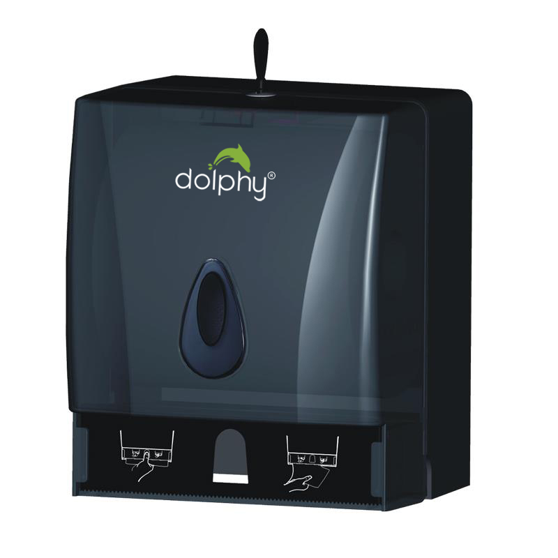 Multifold Paper Towel/Roll Dispenser Transparent Black