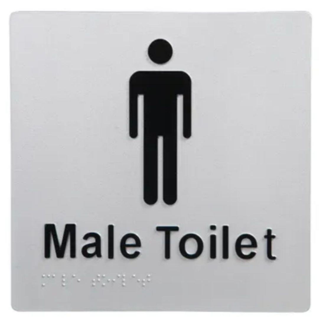 Male Toilet Braille Sign Blue and White