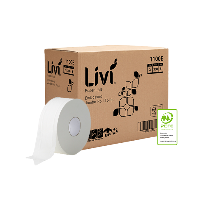 Livi Essentials Jumbo Toilet Tissue 2 Ply 300m 1100