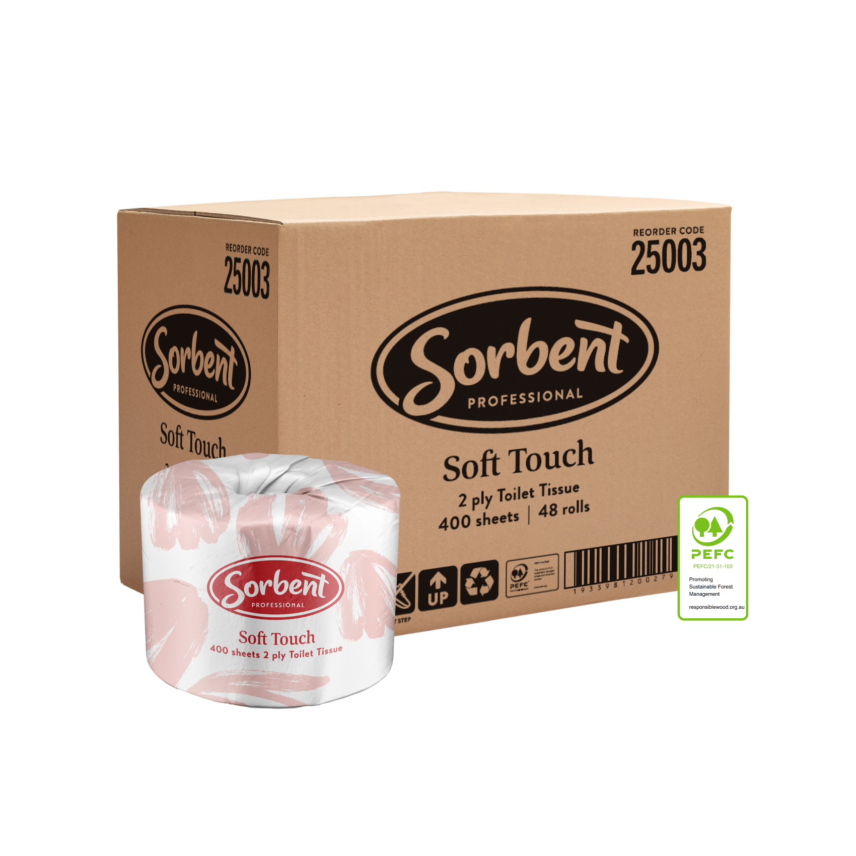 Sorbent Professional Soft Touch Toilet Tissue 2 Ply 400 Sheets
