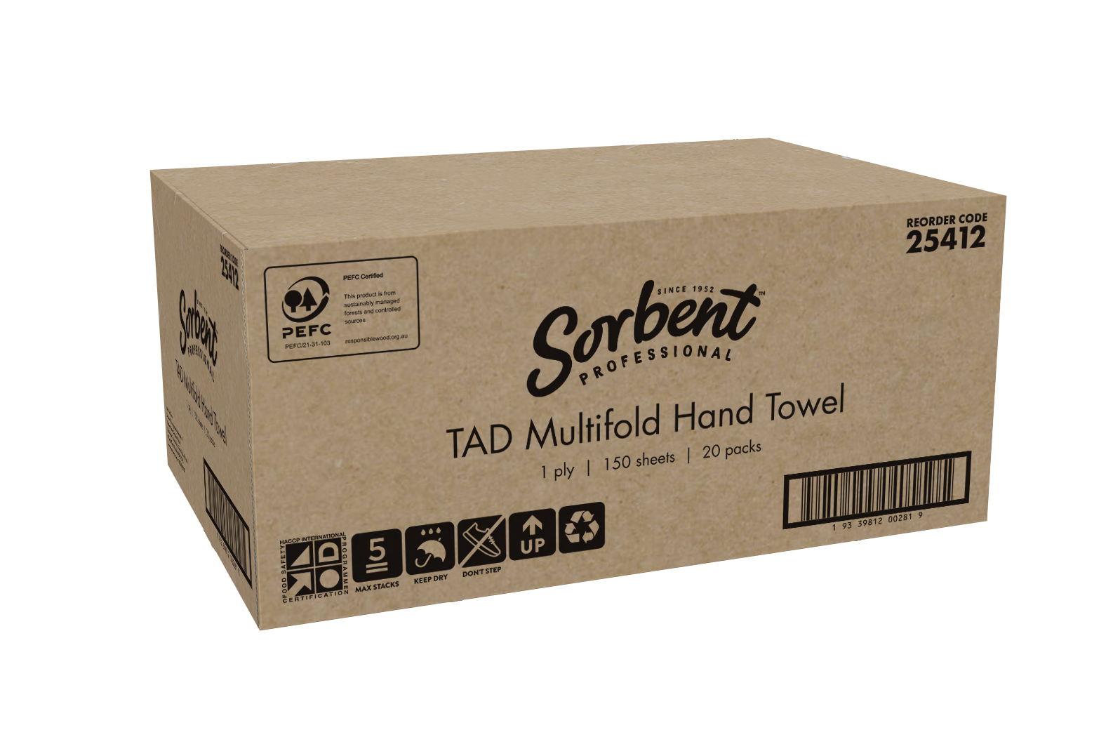 Multifold TAD Towel 1ply 150 sheets 25412 - 3000shts/Carton