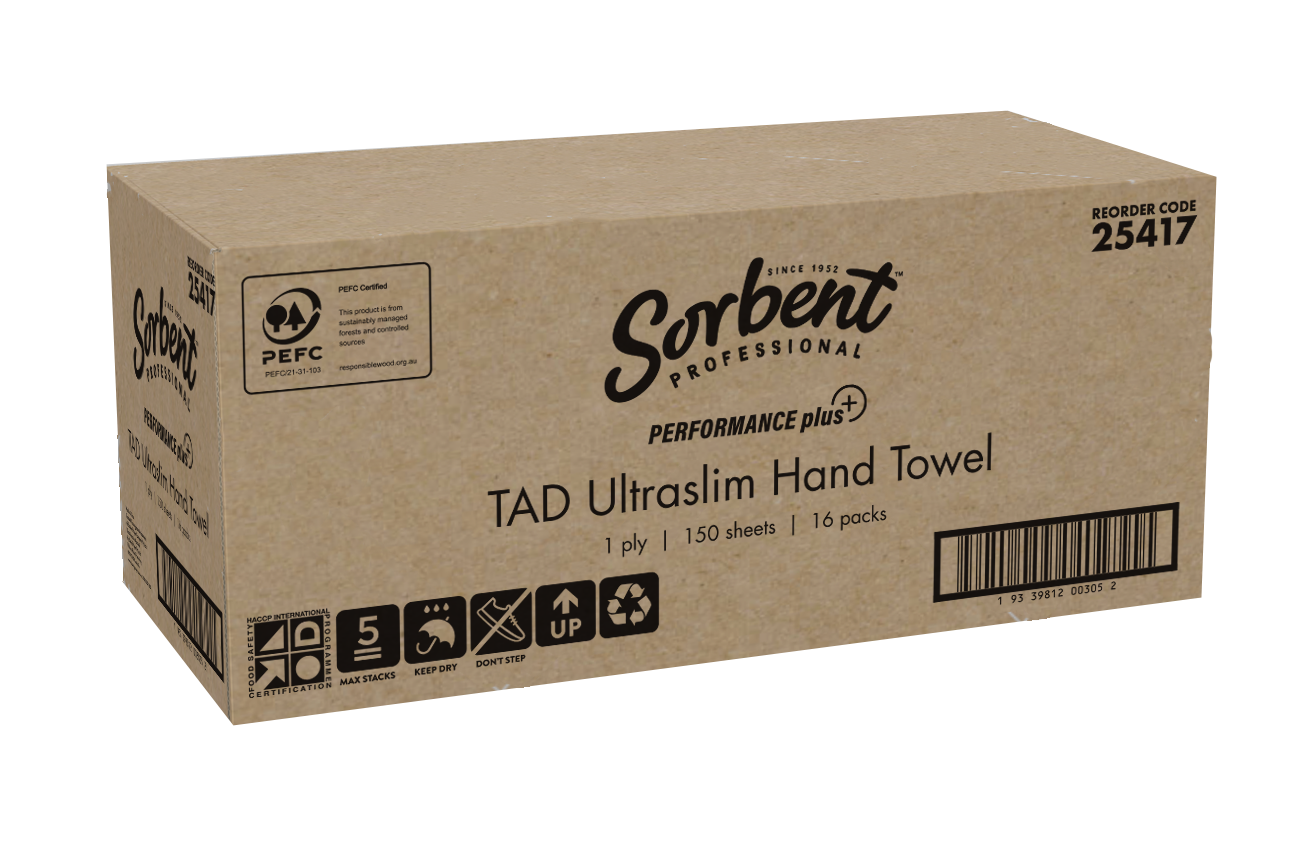 Sorbent Professional Performance Plus TAD Ultra slim Hand Towel 1 Ply 150 Sheets