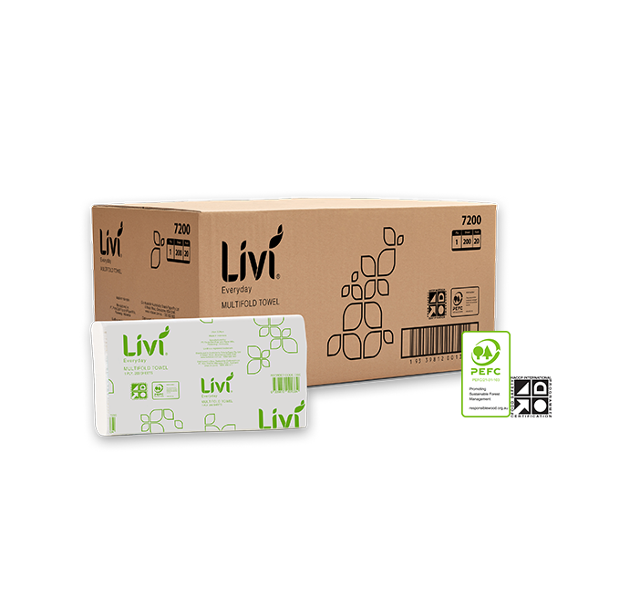 Livi Everyday Basics Multifold Hand Towel 1 Ply 200 Sheets