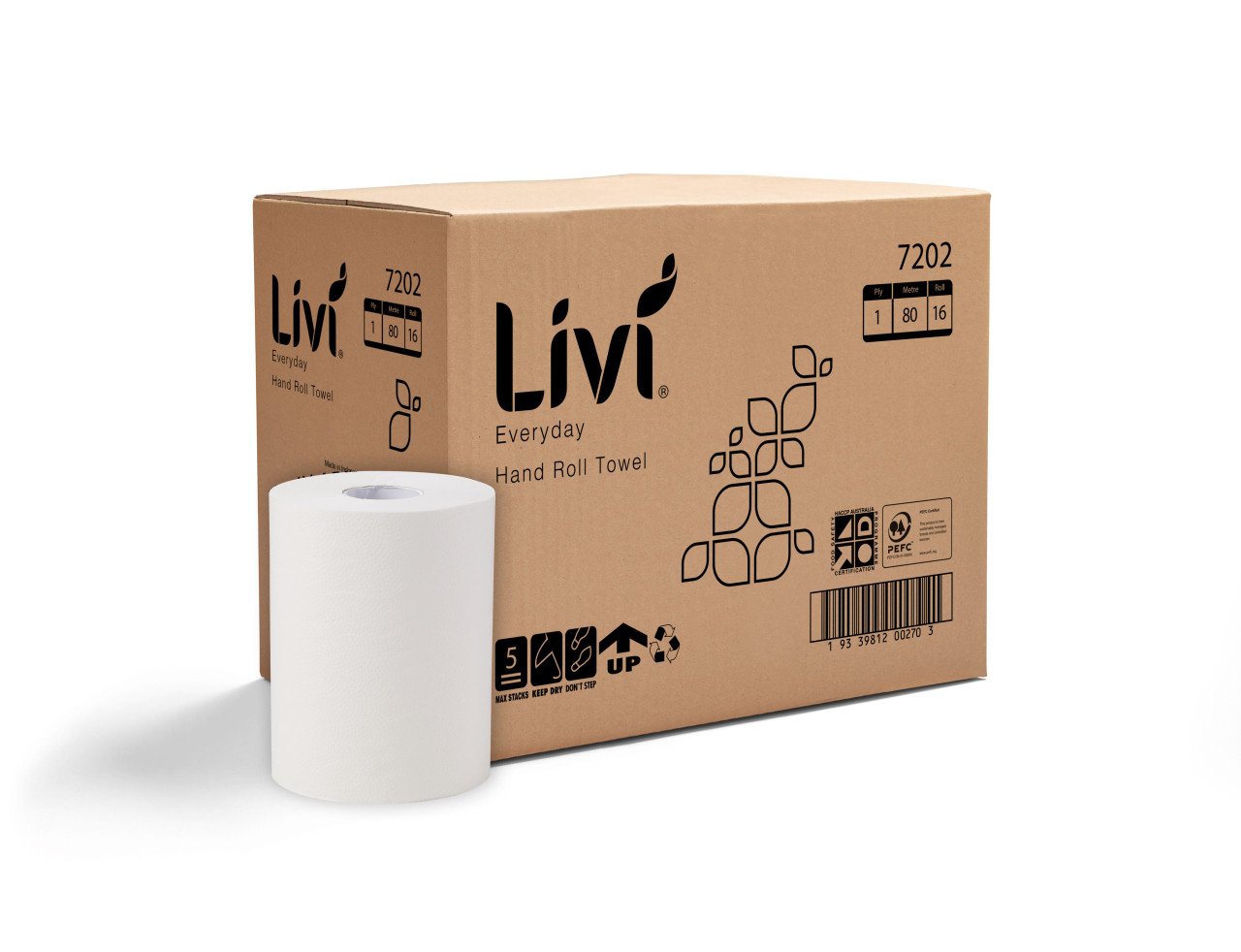 Livi Basics 7202 Everyday Roll Hand Towel 1 Ply 80m (16 Rolls)